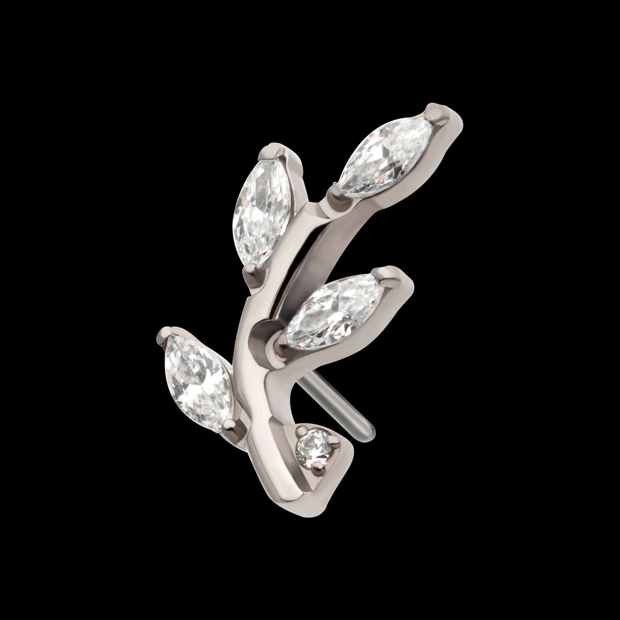 Threadless Prong Set Marquise CZ Leaf Top