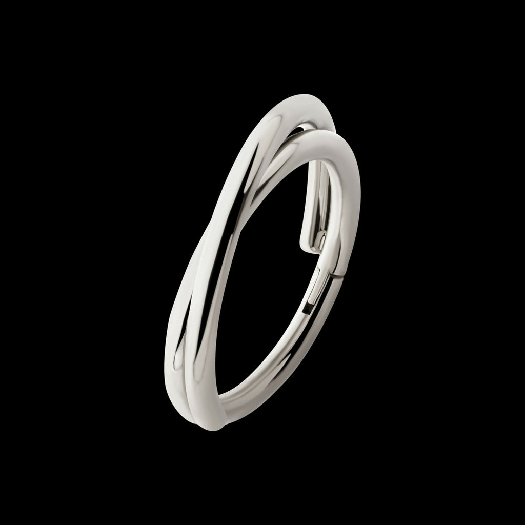Double Hoop Side Facing Hinged Segment Clicker Earring / Nosering – Titanium