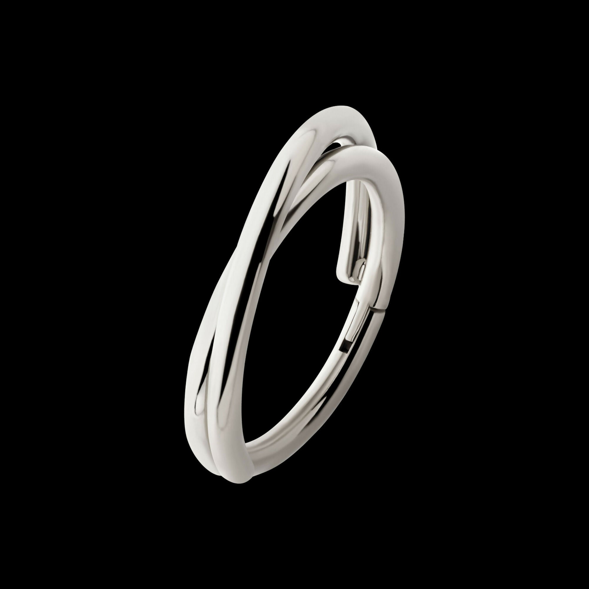 Double Hoop Side Facing Hinged Segment Clicker Earring / Nosering – Titanium