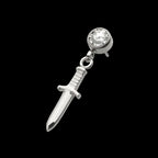 Titanium Threadless Bezel Round CZ Dangle Dagger Top