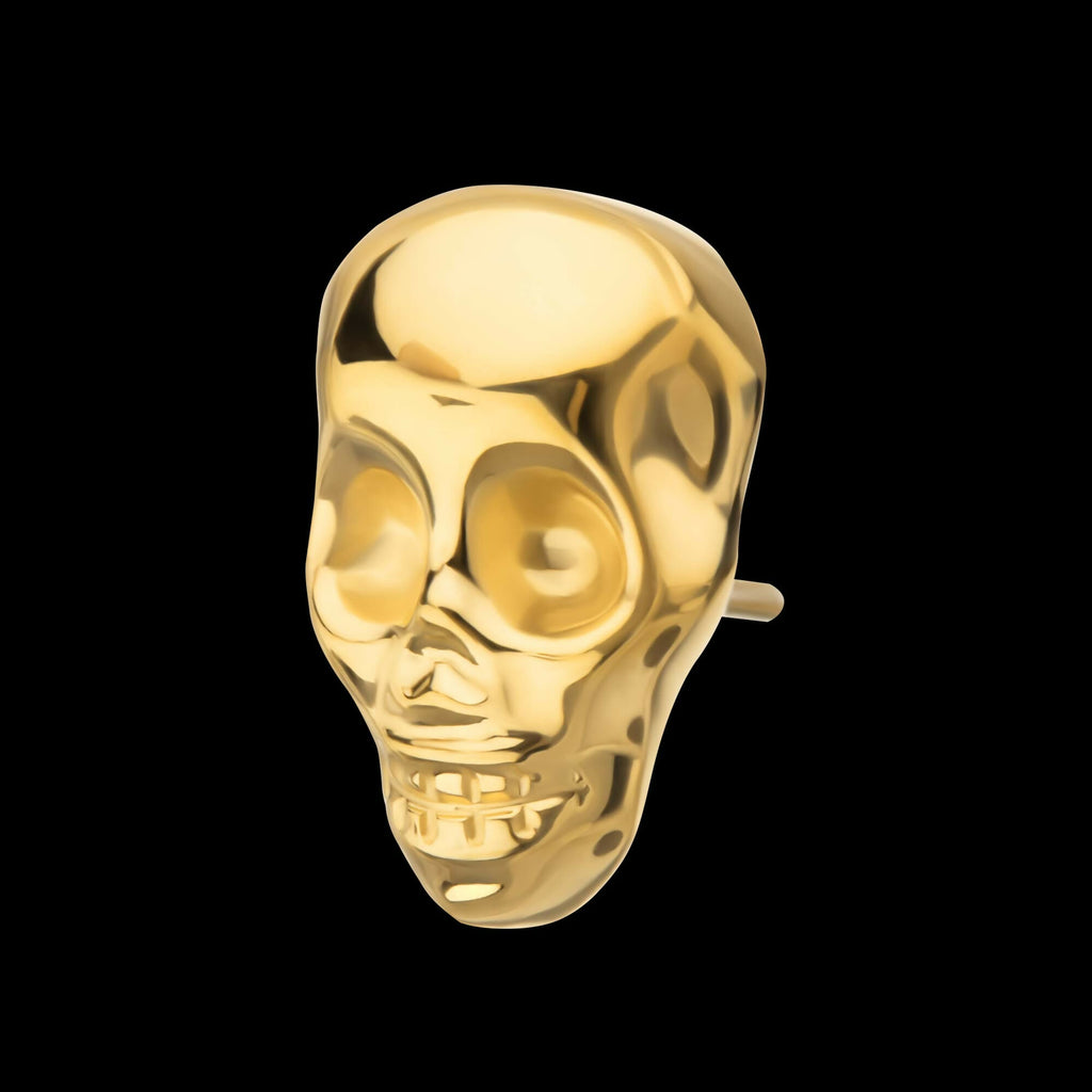 24KT Gold PVD Titanium Threadless 3D Skull Head Top
