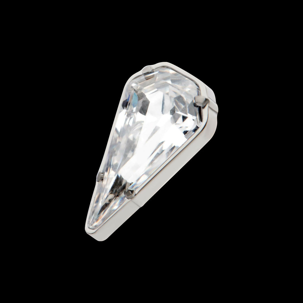 Titanium Threadless Prong Set Kite Shape CZ Top