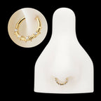 Barbed Wire Wrap with Prong Set Gem Front Facing Hinged Segment Clicker Hoop Earring / Nosering – 14Kt Yellow Gold
