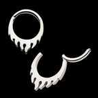 Flame Design Front Facing Hinged Segment Clicker Hoop Earring / Nosering – Titanium