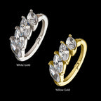 Prong Set 4-Clear CZ Gem Hinged Segment Clicker Hoop Earring / Nosering – 14Kt Gold