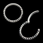 Pyramid Design Front Facing Hinged Segment Clicker Hoop Earring / Nosering – Titanium