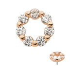 14Kt Rose Gold Wreath with Prong Set 7 Clear CZ Flatback Stud Earring / Nosering