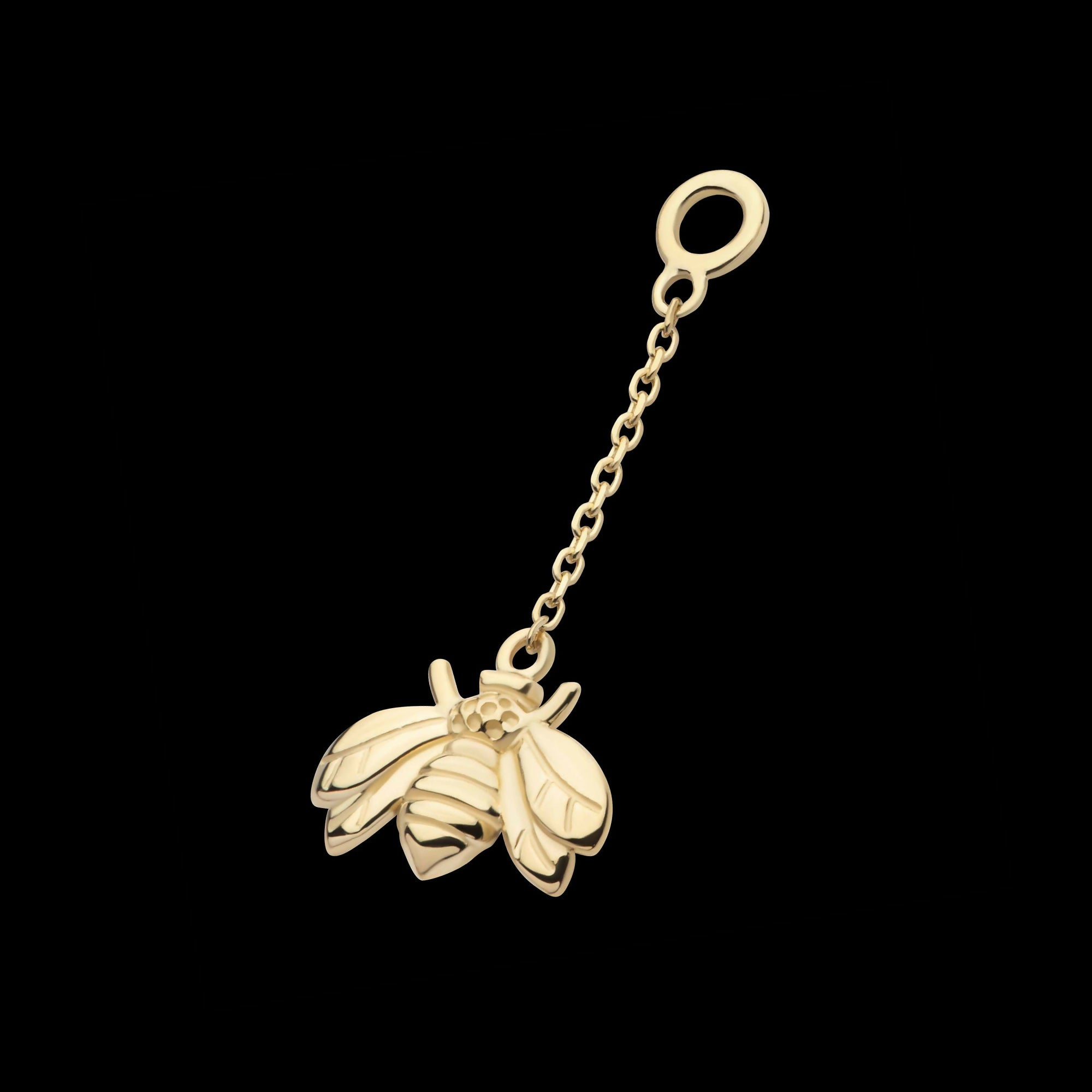 14Kt Yellow Gold Bee Dangle Charm with 10mm Chain