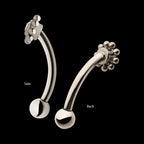 Internally Threaded with Beaded Bezel Set CZ Flower Fixed Top Curved Barbell Earring / Nosering – Titanium