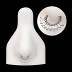 Prong Set Marquise Gem & Opal Cluster Fan Front Facing Hinged Segment Clicker Hoop Earring / Nosering – Titanium