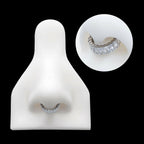 CNC Set Baguette CZ Side Facing Hinged Segment Clicker Hoop Earring / Nosering – Titanium