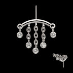 Titanium Threadless Hidden Helix Curved Bar Top with 5-Chain Bezel Gem Dangle