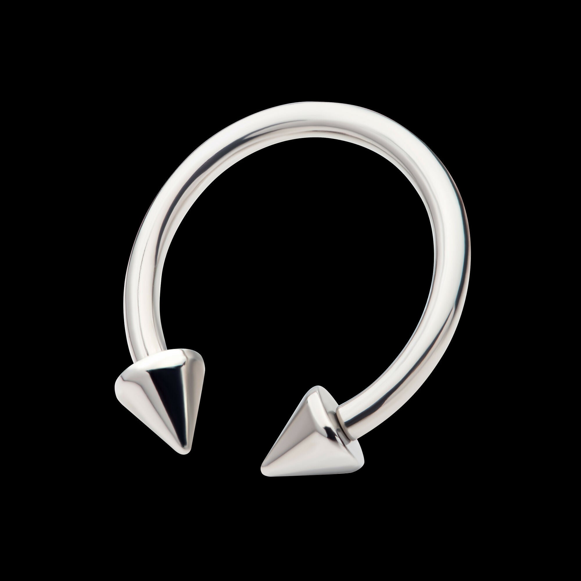 Internally Threaded Spike Ends Circular Barbell Earring / Nosering – Titanium