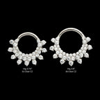 Triple Row Round CZ Front Facing Hinged Segment Clicker Hoop Earring / Nosering – Titanium