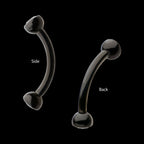 Black PVD Titanium Internally Threaded Double Bezel Gem End Curved Barbell Earring / Nosering