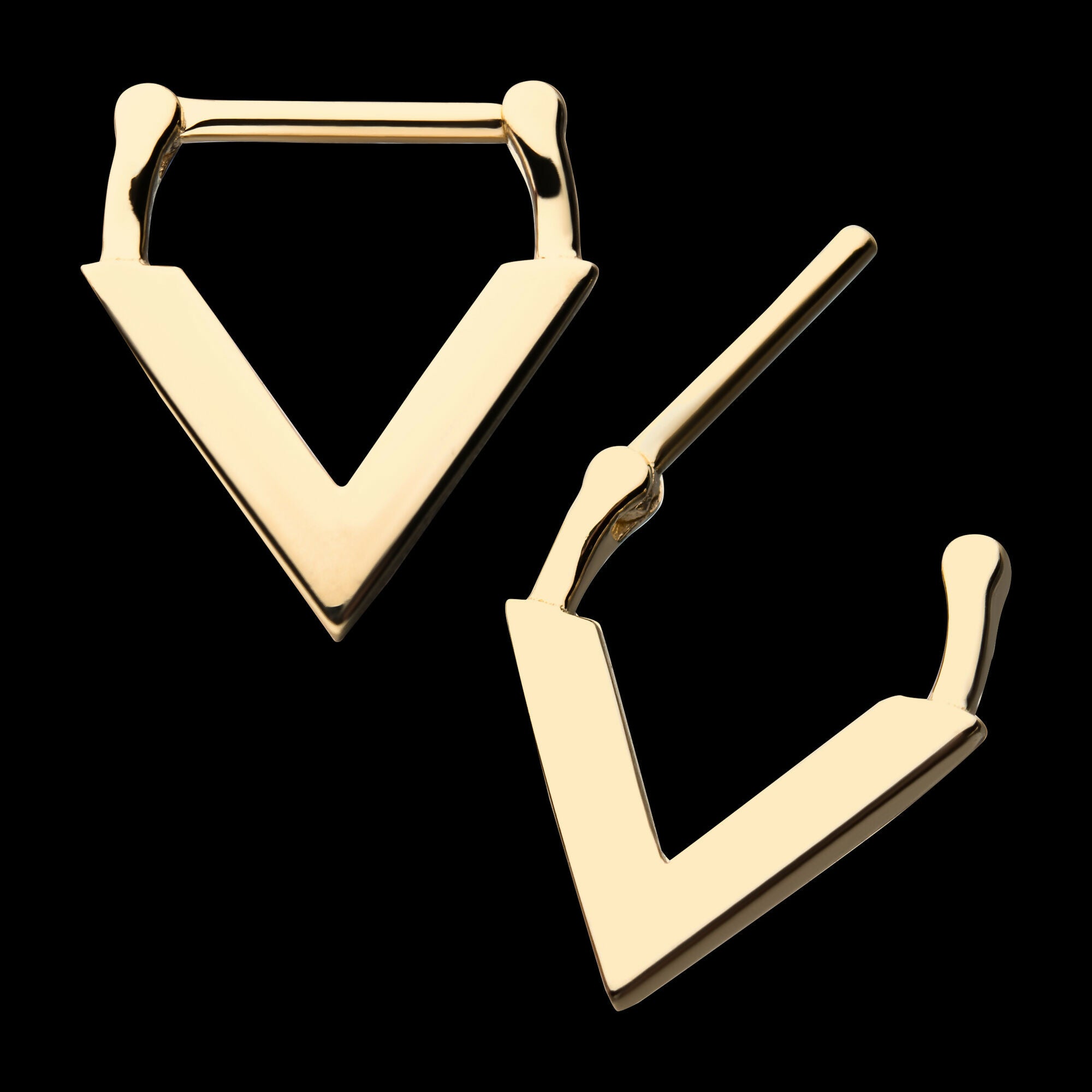 Downward Facing Triangle Septum Clicker Hoop Earring / Nosering – 14kt Yellow Gold