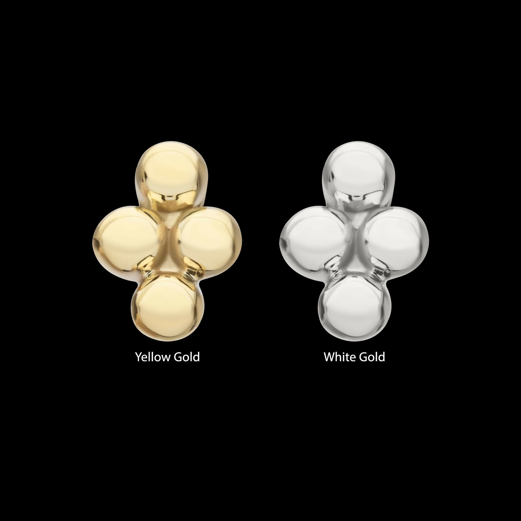 14Kt Gold Threadless 4-Bead Cluster Top