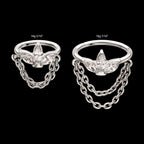 Triple Marquise Gem Cluster Hoop with 2-Tier Chain Dangle Hinged Segment Clicker Earring / Nosering – Titanium