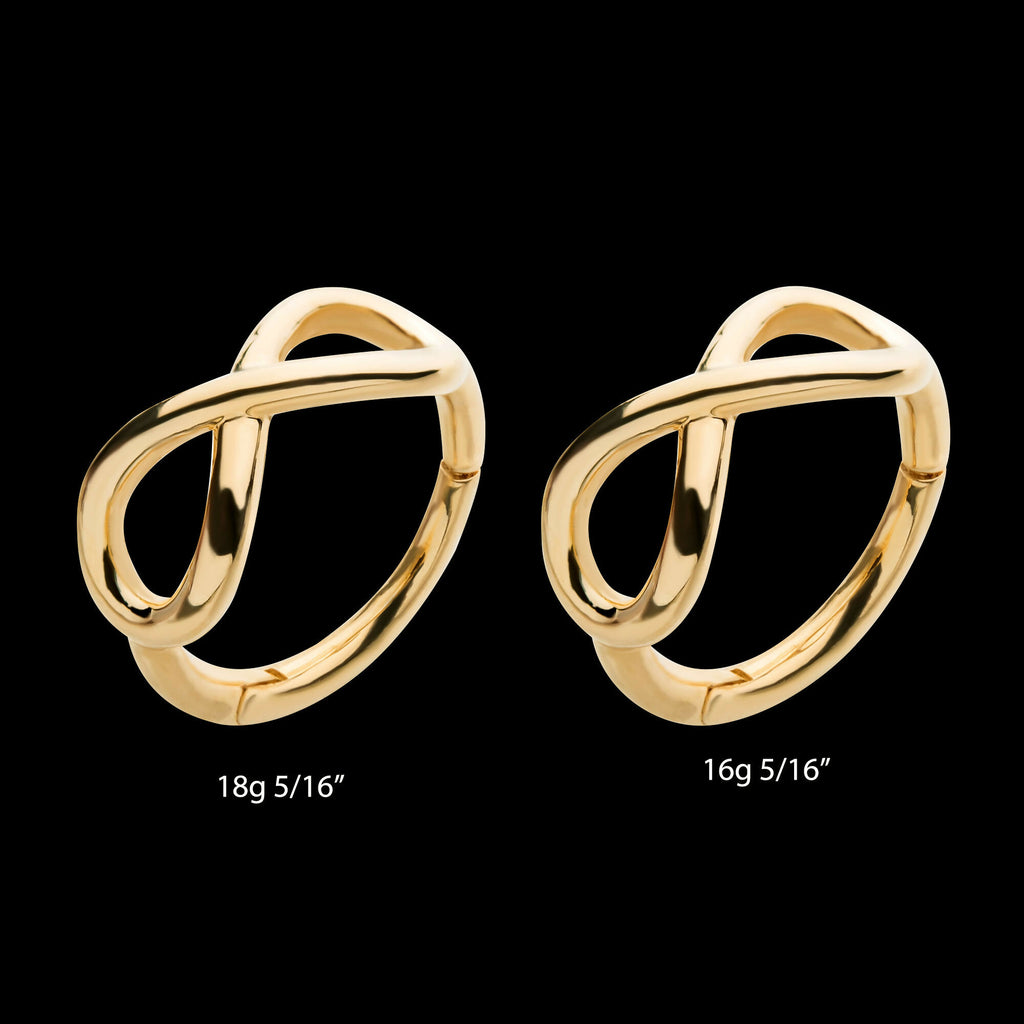 Infinity Symbol Side Facing Hinged Segment Clicker Hoop Earring / Nosering – 14Kt Yellow Gold