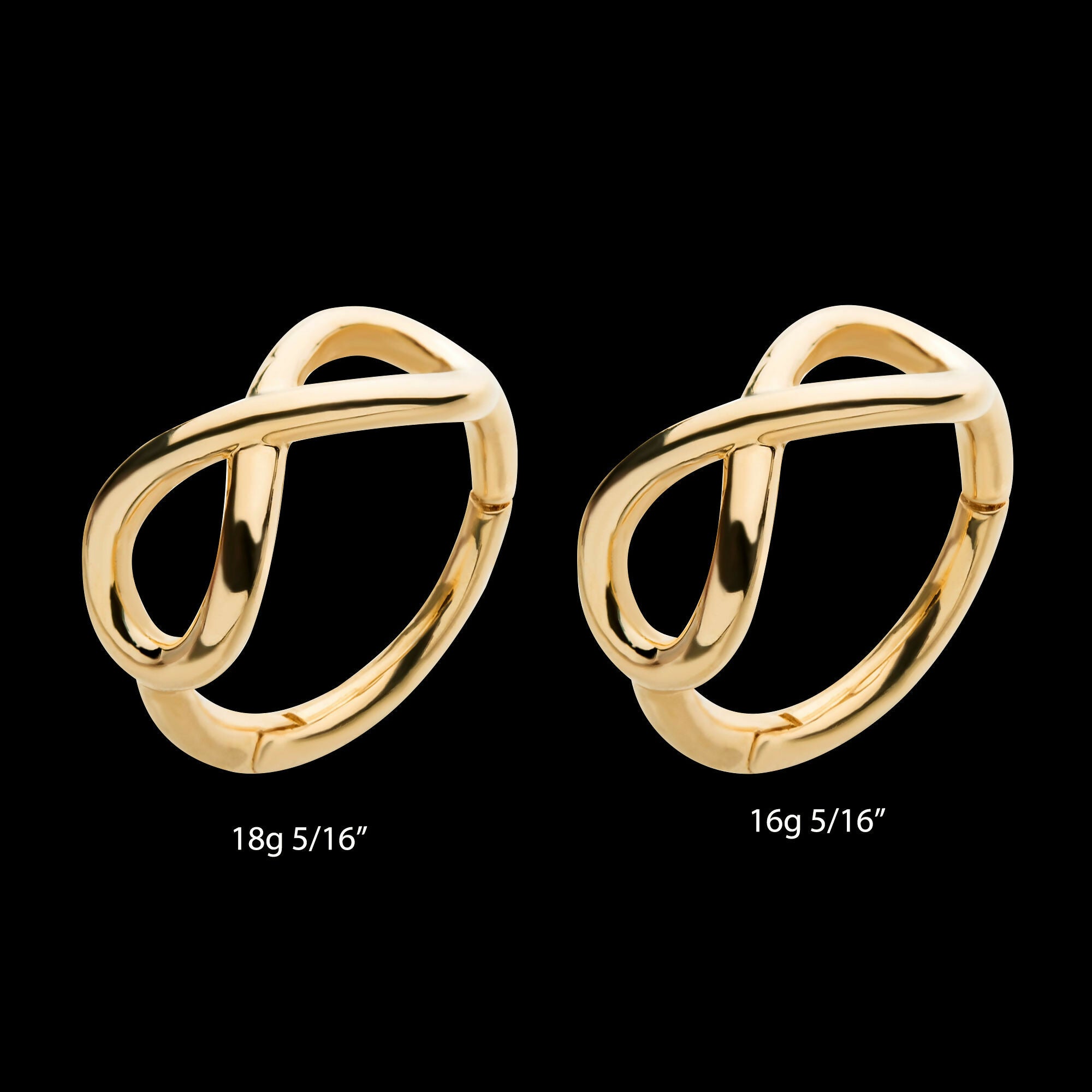 Infinity Symbol Side Facing Hinged Segment Clicker Hoop Earring / Nosering – 14Kt Yellow Gold