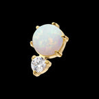 24Kt Gold PVD Threadless Prong Set Double Round Gem and Synthetic Opal Top