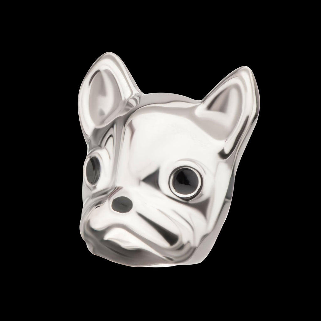 Titanium Threadless 3D French Bulldog Head Top