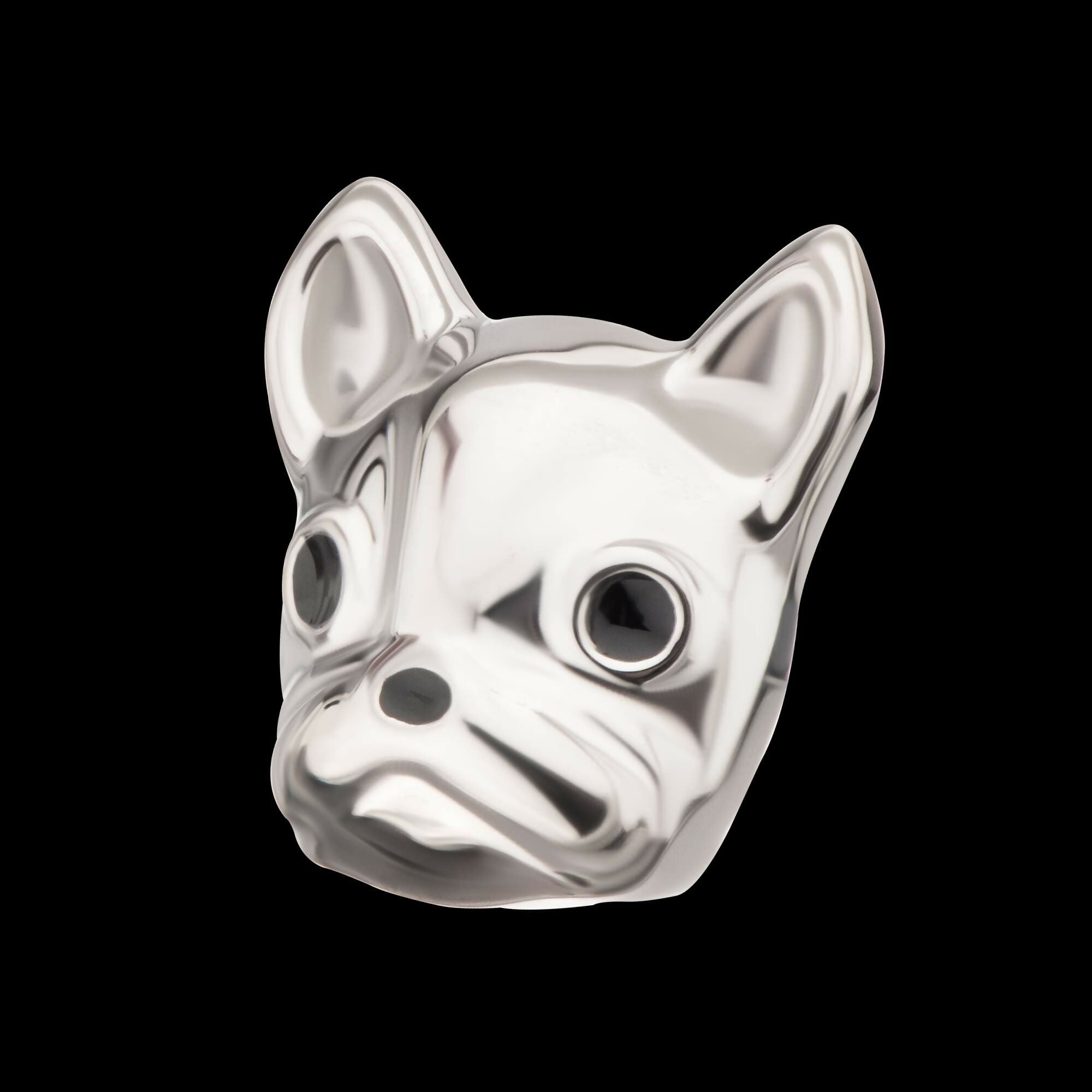 Titanium Threadless 3D French Bulldog Head Top