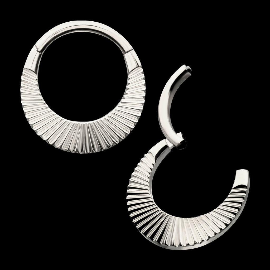 Radiant Wide Hoop Front Facing Hinged Segment Clicker Earring / Nosering – Titanium