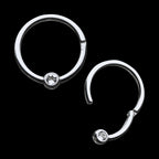 Bezel Set Gem Hinged Segment Ring Earring / Nosering – Titanium