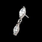 Titanium Threadless Prong Set Double Marquise Gem Dangle Top