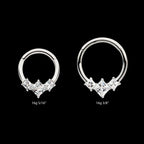 Clustered Prong Set Princess Gem Front Facing Hinged Segment Clicker Hoop Earring / Nosering – Titanium