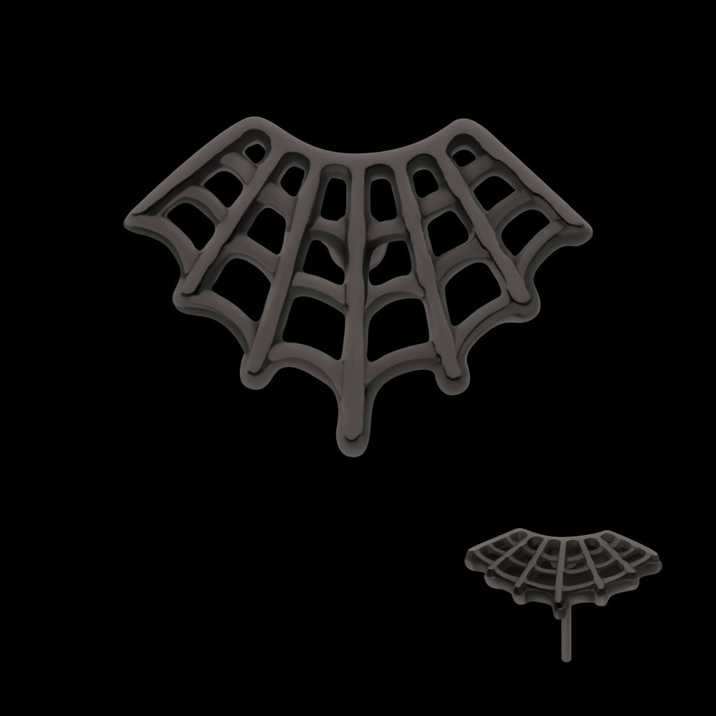 Black PVD Titanium Threadless Fan Shape Spiderweb Top