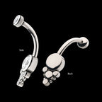Internally Threaded with Beaded Bezel Set CZ Terraced Cluster Navel Curve Earring / Nosering – Titanium