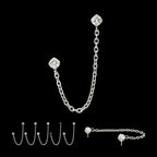 Titanium Threadless Double Prong Set Gem Top with Rolo Chain Dangle