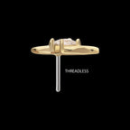 14Kt Yellow Gold Threadless Wave with Prong Set Princess Cut Gem Top