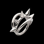 Five-Spiked Open Stack Triple Hoop Hinged Segment Clicker Earring / Nosering – Titanium