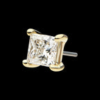 14Kt Gold 4 Prong Setting Princess Cut Clear Lab-Grown Diamond Threadless Top