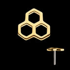 14kt Yellow Gold Threadless with Cut Out Honeycomb Top