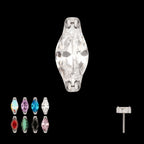 Titanium Threadless Double V-Prong 3mm Marquise Gem Top