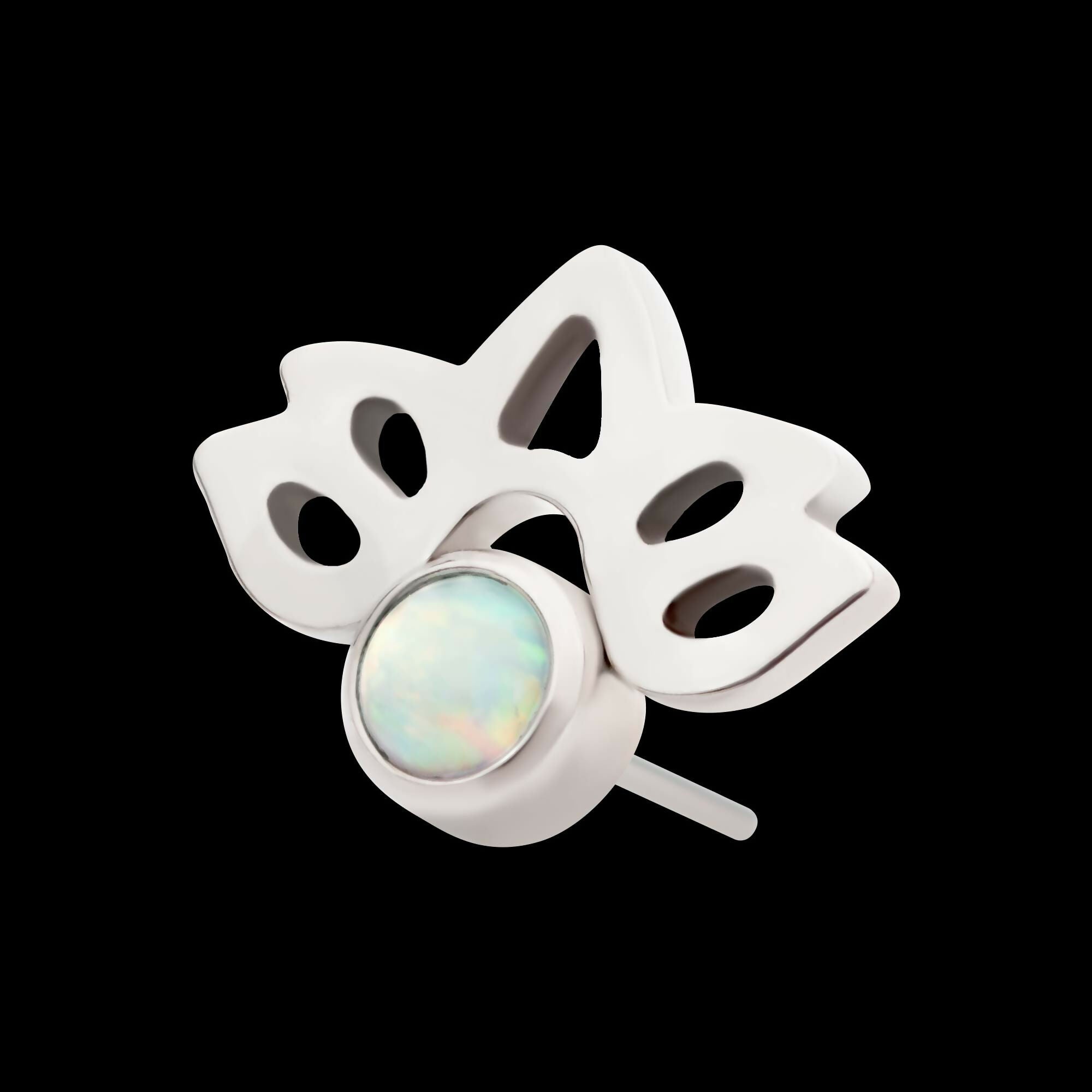 Titanium Threadless with Bezel Set Opal Lotus Flower Top