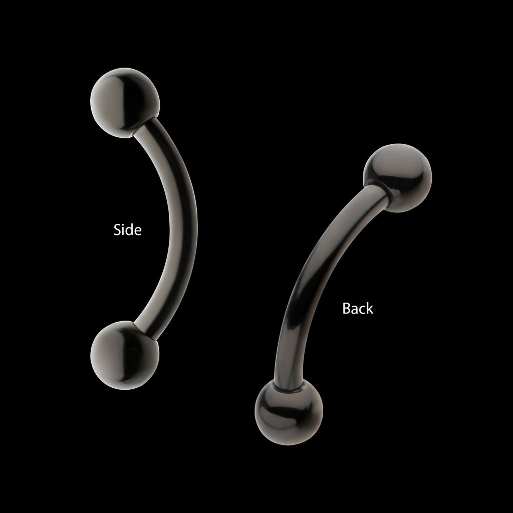 Black PVD Titanium Internally Threaded Ball End Curved Barbell Earring / Nosering
