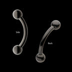 Black PVD Titanium Internally Threaded Ball End Curved Barbell Earring / Nosering