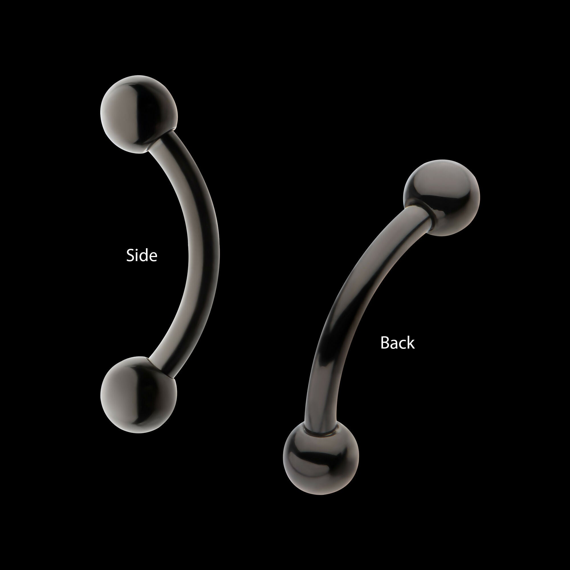 Black PVD Titanium Internally Threaded Ball End Curved Barbell Earring / Nosering