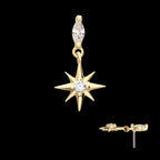 14Kt Yellow Gold Marquise with Prong CZ Gem North Star Dangle Top
