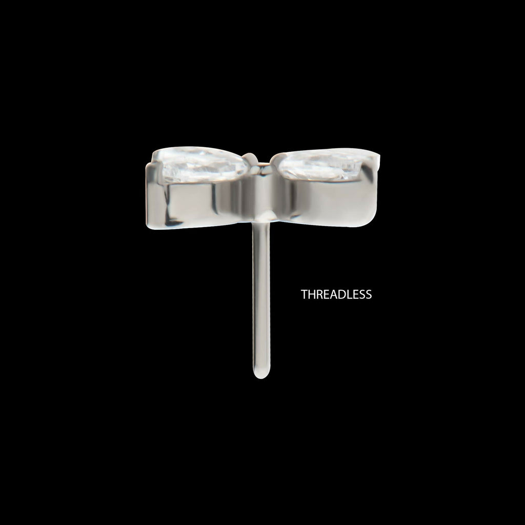 Titanium Threadless Pronged Marquise CZ 4-Blade Ceiling Fan Shape Top