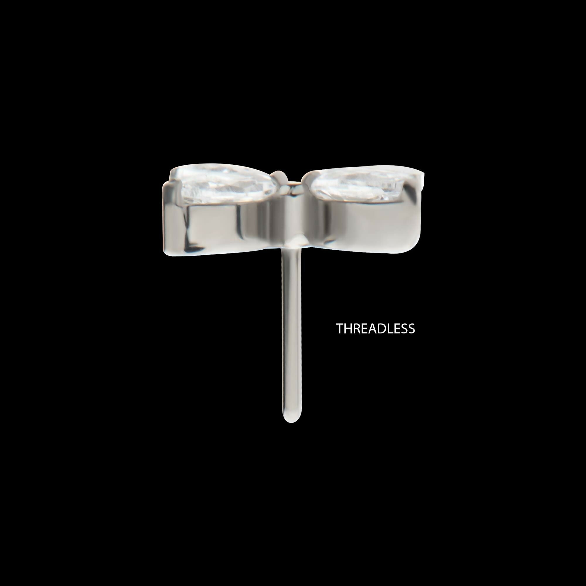 Titanium Threadless Pronged Marquise CZ 4-Blade Ceiling Fan Shape Top