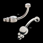 Internally Threaded with 3 Bezel Set Round Clear CZ Cluster Fixed Navel Jewelry / Belly Button Ring – Titanium