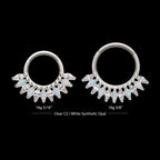 Prong Set Marquise Gem & Opal Cluster Fan Front Facing Hinged Segment Clicker Hoop Earring / Nosering – Titanium