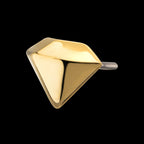 24KT Gold PVD Titanium Threadless 3D Diamond Shape Top