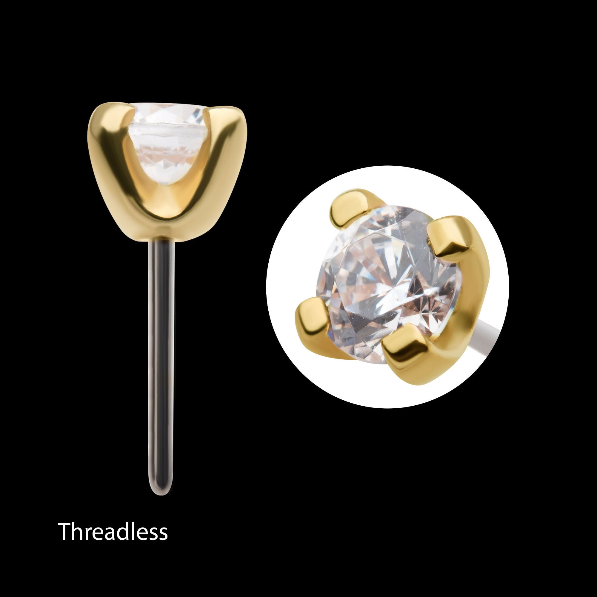 14Kt Gold Threadless with Prong Set Birthstone Top